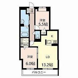 シャーメゾン岡山手 0305 3階2LDKの間取り