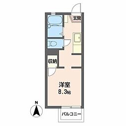 ラポール渚A棟 ワンルームの間取図画像