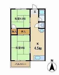 冨永ハイツ 2Kの間取図画像