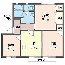 ファミールハイツ・フクダB 3Kの間取図画像