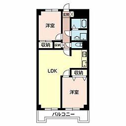 南野ローズヴィラ 2階2LDKの間取り
