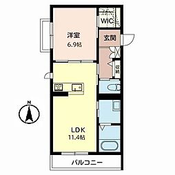 シャーメゾン香里北 1LDKの間取図画像