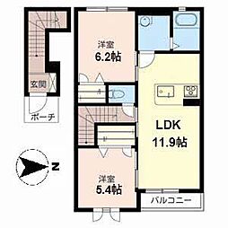 ラ・フルール2 2LDKの間取図画像