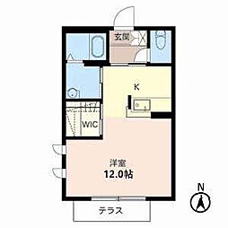 クラージュ ワンルームの間取図画像