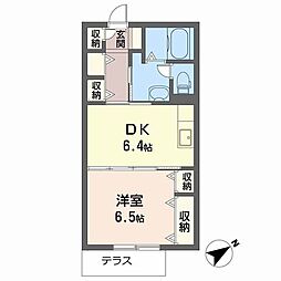 ル・ミューサウス 1DKの間取図画像