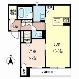 シャーメゾン　ブルーム 2階1LDKの間取り