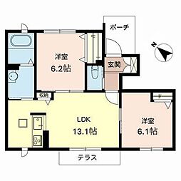 プレミアス 2LDKの間取図画像