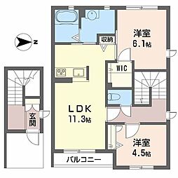 ラグレイス桜 2LDKの間取図画像