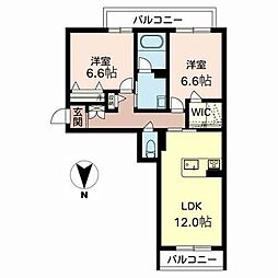 シャーメゾン京終 2LDKの間取図画像