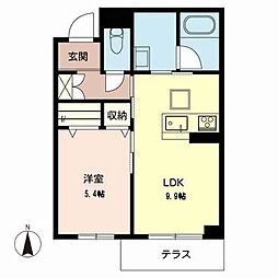 シャーメゾンレフィーノ 1階1LDKの間取り