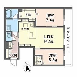 シャーメゾンガーデン太秦 2LDKの間取図画像