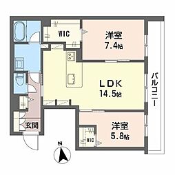 シャーメゾンガーデン太秦 2LDKの間取図画像