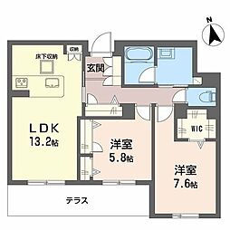 シャーメゾンガーデン太秦 2LDKの間取図画像