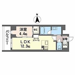 ロイヤルパークヒルズ上町 1LDKの間取図画像