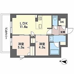 セントリヴィエ大阪梅田 2LDKの間取図画像