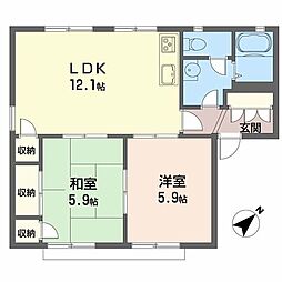 カルム・S・JA棟 2LDKの間取図画像