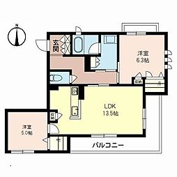 シャーメゾンセントリビエ 2LDKの間取図画像