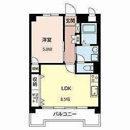 中桜塚グランドハイツ 1LDKの間取図画像