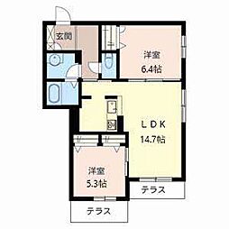 ベル・シャンブル・トモ 2LDKの間取図画像
