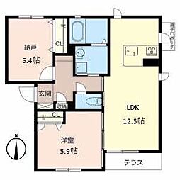 ヴィラーチェ山本 1SLDKの間取図画像