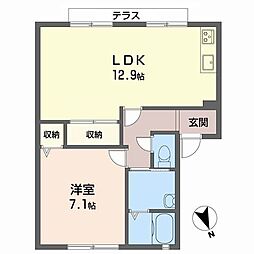 エスト北陽 1LDKの間取図画像