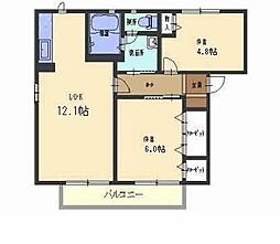 エスタシオンA棟 2LDKの間取図画像