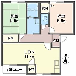 アド・ザックスイワハタA 2LDKの間取図画像