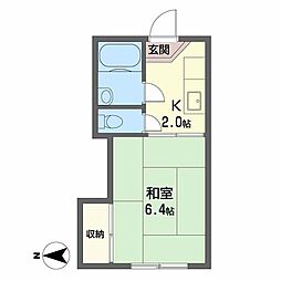 ハイツ舞II B102 1階1Kの間取り