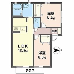 カーサ瓜破牛屋 2LDKの間取図画像