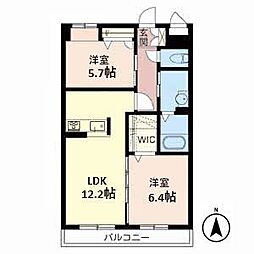 ベレオ宝塚 2LDKの間取図画像