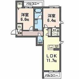 メゾンジーニャ 2LDKの間取図画像