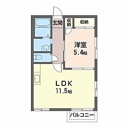 カーサ塩屋 1LDKの間取図画像