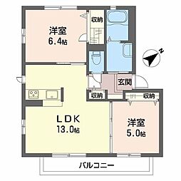 プロヴァンシア参番館 2LDKの間取図画像