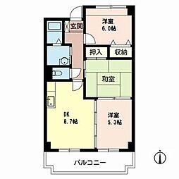 藤楓アビタシオン 3DKの間取図画像