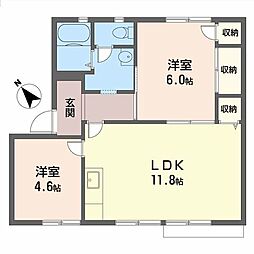 ガーデンハイツ・古谷C 2LDKの間取図画像