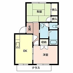 プリムローズB棟 2DKの間取図画像