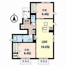 シャーメゾンF 2LDKの間取図画像