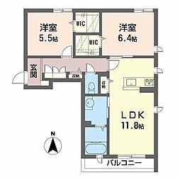 シャーメゾンレグルス 2LDKの間取図画像
