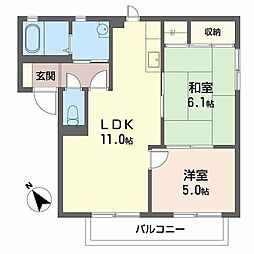 ヴィラ・ベールB棟 2LDKの間取図画像