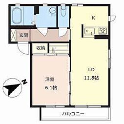 プレジール明石3 1LDKの間取図画像