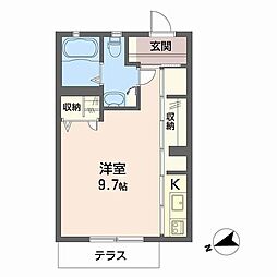 プチ・オランジェ ワンルームの間取図画像