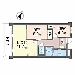 モナークシャトー 2LDKの間取図画像