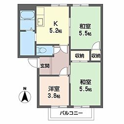 Kクレストハイツ 3Kの間取図画像