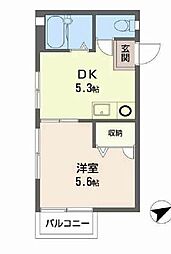 ガーデンハウス宝塚B 1DKの間取図画像