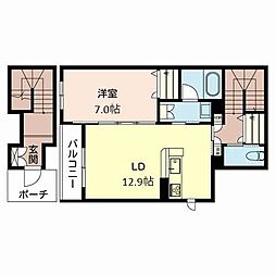 ＶＩＬＬＡ　ＲＯＳＡ 2階1LDKの間取り