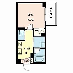 シャーメゾンUK 1Kの間取図画像
