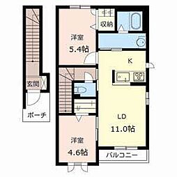 シャーメゾン鈴蘭台B棟 2LDKの間取図画像