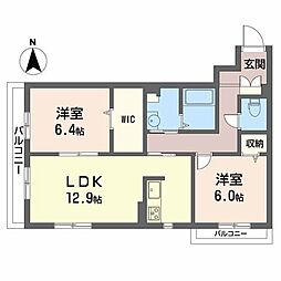 ヒルズ・プリメーラ 2LDKの間取図画像