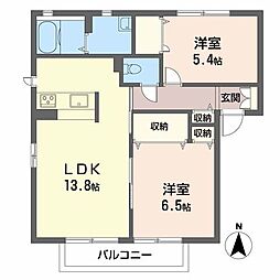 シャーメゾン鈴蘭台東町 2LDKの間取図画像