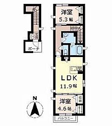 シャーメゾンパティオA 2LDKの間取図画像